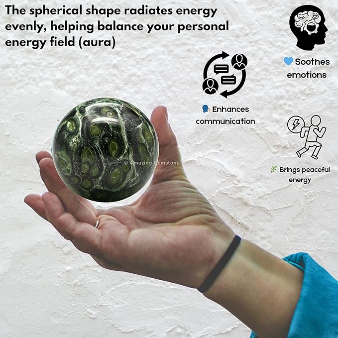 Amazing Gemstone Kambaba Jasper Crystal Ball with Stand - 2 Inches Crystal Sphere Meditation Balls for Witchcraft and Decorative Balls