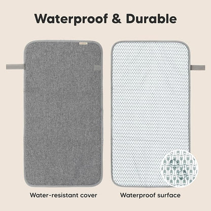 KeaBabies Portable Diaper Changing Pad, Easy Wipe Clean - Foldable Waterproof Baby Changing Mat for Diaper Bag, Compact, Lightweight, 25x13 Newborn, Infant,Baby Changer Travel Essential (Classic Gray)