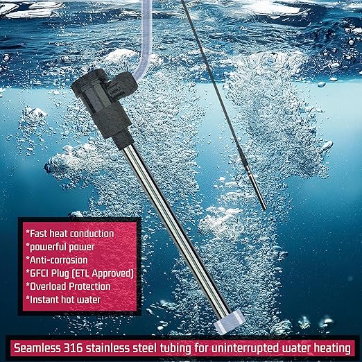 3500W 240V Immersion Electric Submersible Water Heater with Temp Control & GFCI – Portable Heater for Swimming Pool, Above-Ground Pool, Inflatable Pool