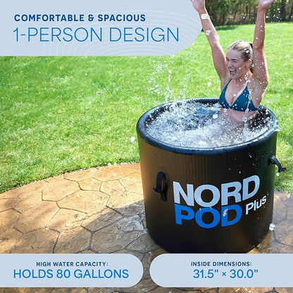 Lifepro NordPod Plus Portable Ice Bath Tub – Cold Plunge Recovery Tub for Athletes, Outdoor/Indoor Use – XL 80-Gallon Capacity with All-Weather Lid – Foldable Ice Pod for Cold Water Therapy