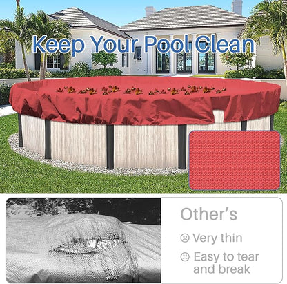 ECOOPTS 10 ft Round Pool Cover for Above Ground Pools, Swimming Pool Cover Protector Winter Safety Cover (Red)