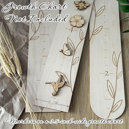 Wooden Growth Chart Markers for Kids Height Measurement, Woodland Shapes.