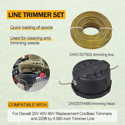 eaacaa 2025 Upgrade DWZSTH999 Quickfeed String Trimmer Head for Dewalt 20V 40V 60V Replacement Cordless Trimmers and DWO1DT802 Trimmer Line 225ft by 0.080-Inch