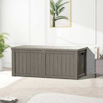 150GAL Brown Large - Capacity Outdoor Deck Box with Lock Hole - Waterproof, SGS - Certified UV Resistance, Ideal for Storing Multiple Patio Furniture Sets and Seasonal Decor, Hassle - Free Setup