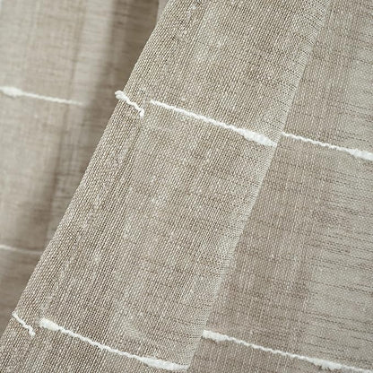 Lush Decor Farmhouse Textured Grommet Sheer Window Curtain Panel Pair, 38"W x 120"L, Neutral
