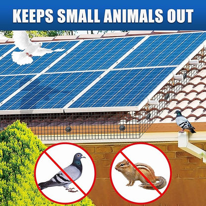 6in x 120ft Solar Panel Bird Mesh Black PVC Coated Steel Solar Panel Bird Guard Proofing| 80 Fastener Clips Prevents Birds, Pigeons, and Critter Guard from Getting Under The Solar Panels