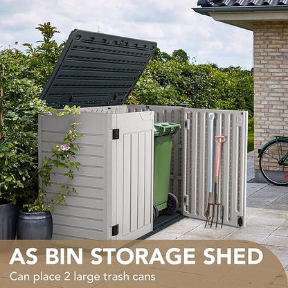 Devoko Resin Outdoor Storage Shed 34 Cu Ft Horizontal Outdoor Storage Cabinet Waterproof Patio Tools Storage Box for Sofa Cushion, Lawn Mower and Garbage Cans