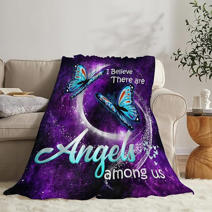 Blue Butterfly Blanket Throws Butterfly Gifts Angels Butterfly Throw Blanket for Girls Women Kids Adults Soft Warm Cozy Fleece Blanket for Couch Sofa Bed 50"x40"