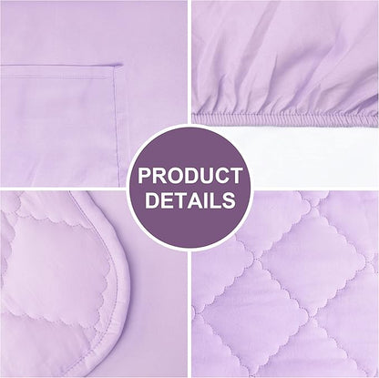 FLXXIE 4 Pieces Toddler Bedding Set, Soft and Breathable Microfiber Crib Sheet Set, Includes Quilted Comforter, Flat Top Sheet, Fitted Sheet, Envelope Pillow Case for Boys and Girls, Light Purple
