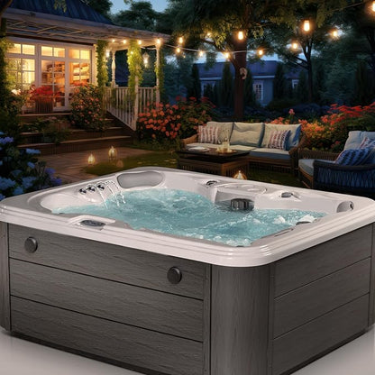 Excellence Outdoor Hot Tub, FIts 4 Adults, Indoor Outdoor Hot Tub, 41 Jets, Cover Included, Lounger Spa, Bluetooth Stereo, LED Water Fall, Wellness Tool, Aqualife by Strong Spas