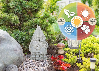 NAT & JULES Gnome 12 inch Resin Stone Garden Statue (Married Gnome Couple)