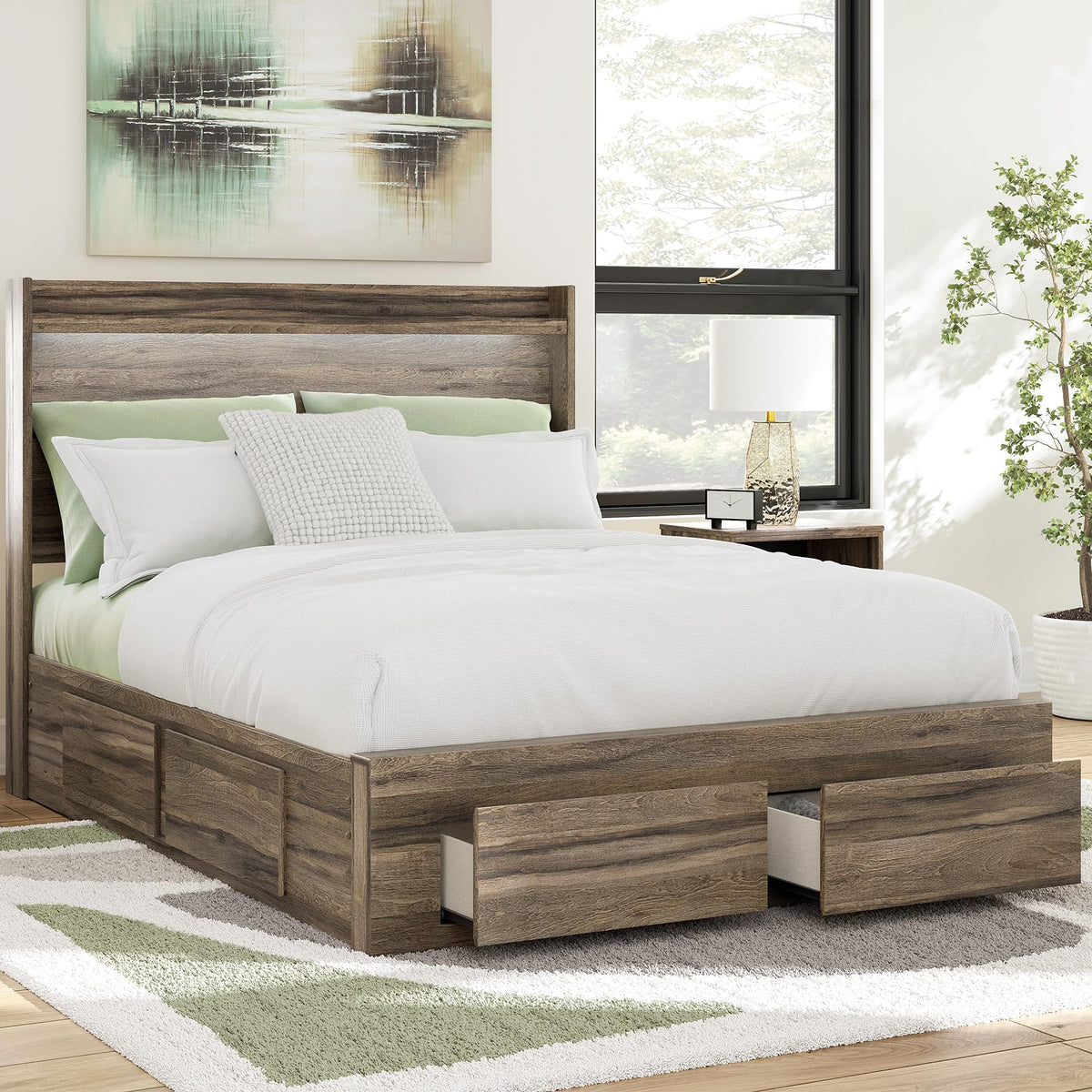 Queen Panel Storage Bed