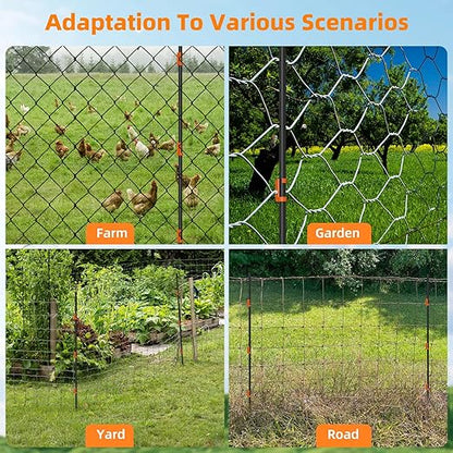 25Pcs 46Inch Portable Electric Fence Posts Kit with 75 Insulators,Temporary Electric Fencing for Containment of Chicken,Cow,Sheep & Small Animals,Easy Setup Backyard and Garden Electric Fence Stakes