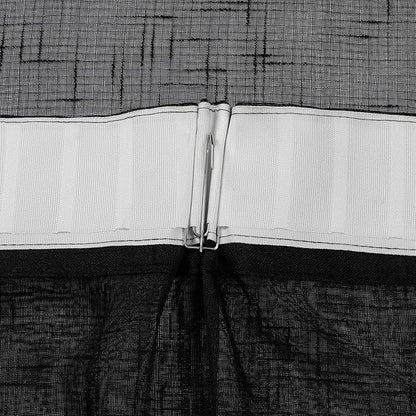 Black Linen Look Sheer Curtains 102 Inches Long 2 Panels, Rustic Textured Light Filtering Drapes, Dark Moody Window Decor, Floor to Ceiling Pinch Pleat Curtain with Hooks