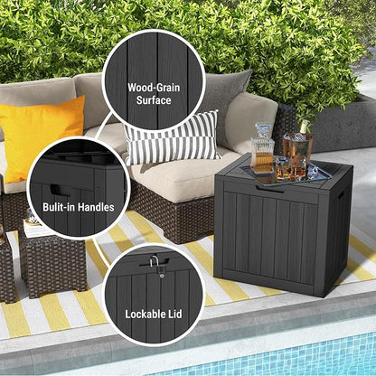 Mars Villa 31 Gallon Outdoor Storage Box, Waterproof Deck Box, Outside Storage Bin for Patio Furniture Cushions, Pool Supplies, Garden Tools, Weatherproof, Black