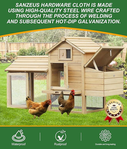Hardware Cloth,1/2inch 48inx100ft 19 Gauge,Double-Layer Hot-Dip Galvanizing After Welding,Chicken Wire Netting Garden Wire Fencing Rabbit Snake Fence Chicken Coop Plant Supports