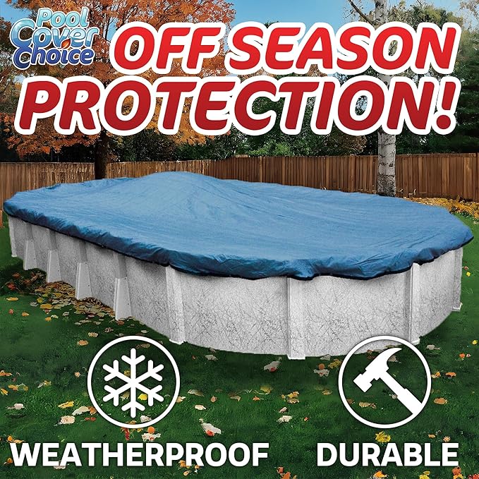 Winter Swimming Pool Cover for 21 ft x 41 ft Aboveground Oval Pool Size, Durable Choice Series, Solid Material, Color - Marine Teal, Pool Cover Choice 392141-4CHOICE