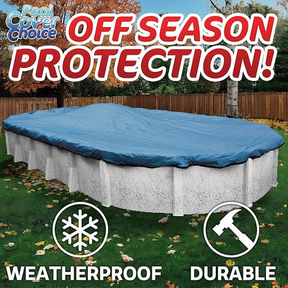 Winter Swimming Pool Cover for 12 ft x 21 ft Aboveground Oval Pool Size, Value Plus Choice Series, Solid Material, Color - Evergreen, Pool Cover Choice 321221-4CHOICE