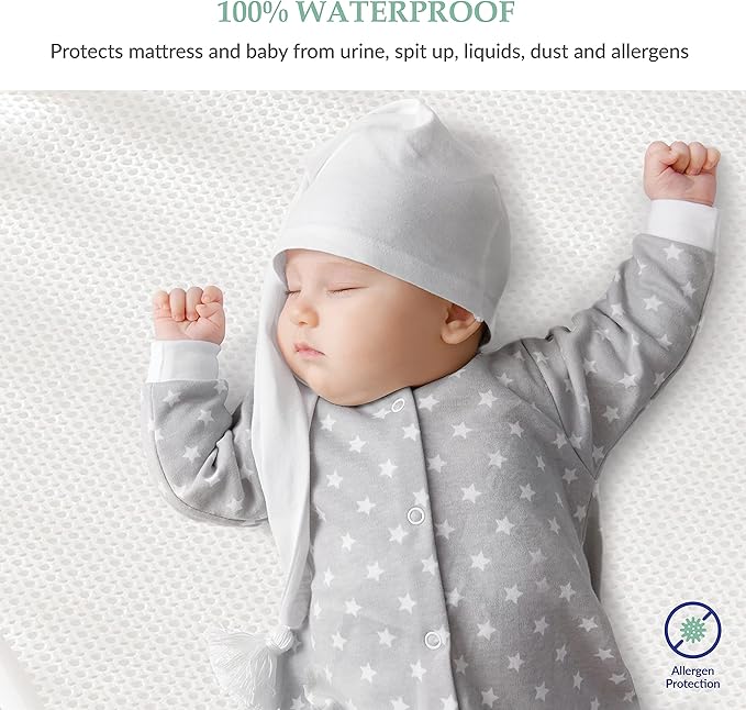 Breathable Crib Waterproof Mattress Protector Pad- Hypoallergenic - Noiseless - Washable- Breath Easy, Babies and Toddlers, Lab Tested - Crib Size 28"X52" by Slumberfy