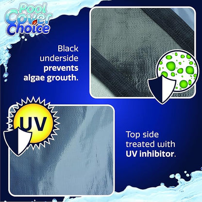 Winter Swimming Pool Cover for 15 ft x 30 ft Aboveground Oval Pool Size, Durable Choice Series, Solid Material, Color - Blue Stone, Pool Cover Choice 341530-4CHOICE
