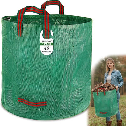 1PC Yard Waste Bag-42 Gallon Trash Bags,Reusable Lawn Leaf Bags,Standable Garden Waste Bags With 4 Handles,Collapsible Gardening Containers for Lawn and Leaf Trash,Weed Bag