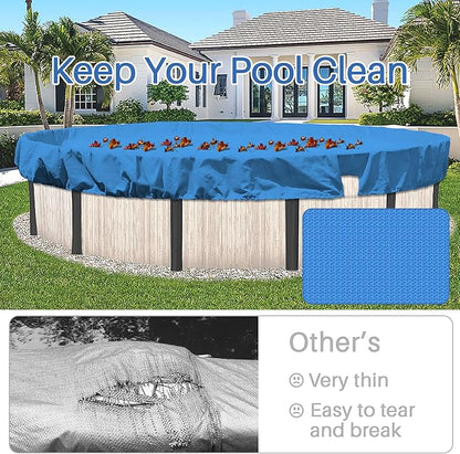 ECOOPTS Round Pool Cover for Above Ground Pools, Swimming Pool Cover Protector Winter Safety Cover (8 ft, Blue)