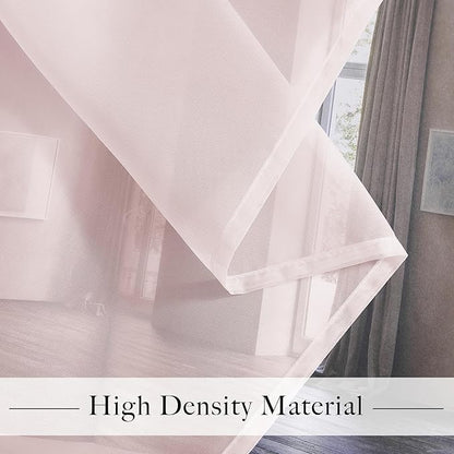 RYB HOME Voile Curtains for Living Room, Breathable Airy Lightweight Grommet Window Panels, Light Filtering Curtains for Living Room, Kids' Room, Peach Blush, 54" W x 84" L, Set of 4 Panels