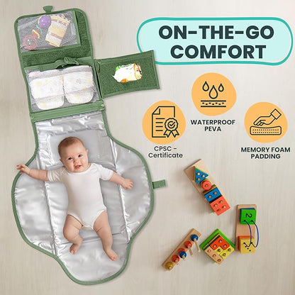 Portable Changing Pad for Baby, Travel Diaper Changing Pad for Newborn, Large Waterproof Baby Changing Mat, Foldable & Detachable Diaper Changing Station with Baby Wipes Pockets, Baby Stuff by Pillani