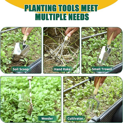 Garden Tool Set, 9-Piece Heavy Duty Outdoor Garden Tools with Ergonomic Handles, Storage Bag, Pruning Shears, Hand Rake and More, Perfect for Gardening Enthusiasts, Gardening Gifts for Women and Men