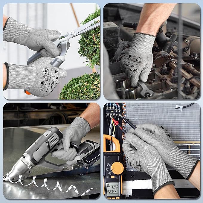 Schwer 3 Pairs Cut Resistant Gloves ANSI A6/A7 (Send Randomly) Cut Proof Work Gloves, Touchscreen, for Men and Women Used to Woodworking, Glass Cutting, Construction, Cargo Handling, L