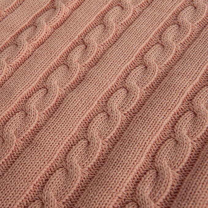 NTBAY 100% Pure Cotton Cable Knit Toddler Blanket, Super Soft Warm Breathable 30x40 Baby Blanket for Crib, Stroller, Nursery, Travel, Newborn, 30x40 Inches, Coral Orange