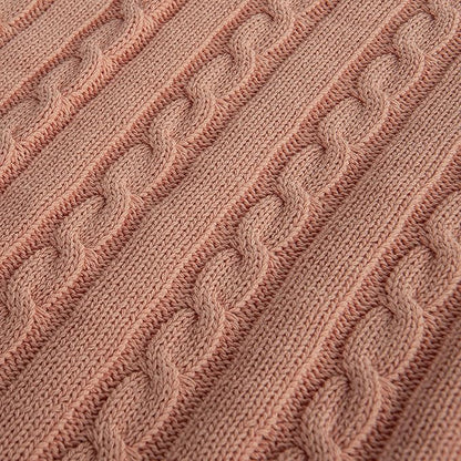 NTBAY 100% Pure Cotton Cable Knit Toddler Blanket, Super Soft Warm Breathable 30x40 Baby Blanket for Crib, Stroller, Nursery, Travel, Newborn, 30x40 Inches, Coral Orange