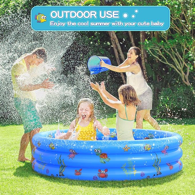 Garden Round Inflatable Baby Swimming Pool, Portable Inflatable Child/Children Little Pump Pool,Kiddie Paddling Pool Indoor&Outdoor Toddler Water Game Play Center for Kids/Girl/Boy
