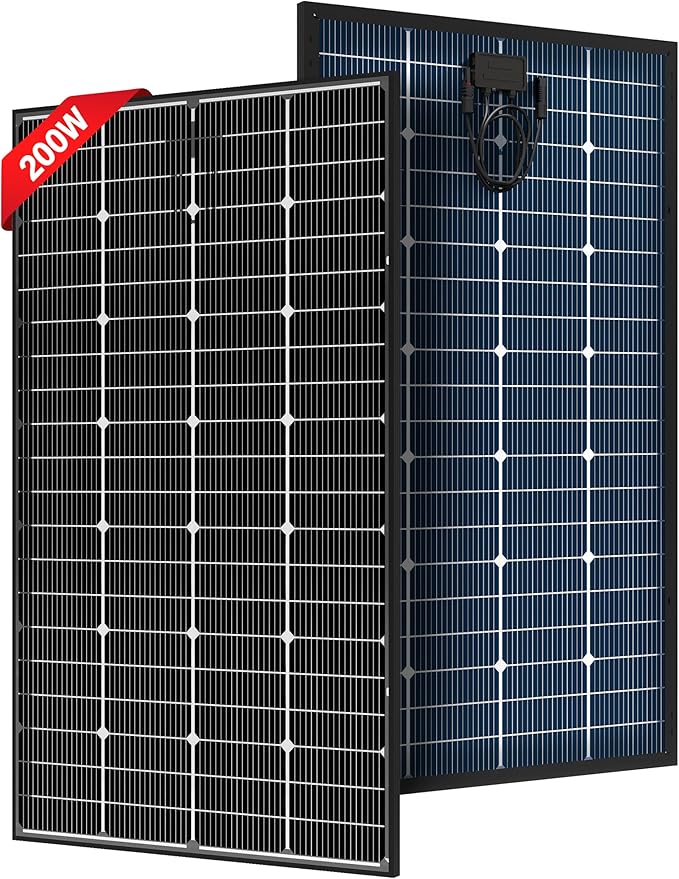 JJN Bifacial 200 Watt Solar Panel, 16BB N-Type 200W 12V 25% High Efficiency 200W Solar Panels, Monocrystalline Solar Module for RV Home Farm Trailer Camper Marine Off-Grid Solar System