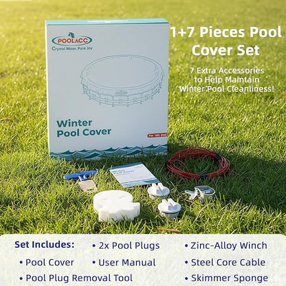 Pool Covers for Above Ground Pools - 18 ft Round Winter Pool Cover, Extra Durable Cold- and UV-Resistant Heavy-Duty Swimming Pool Cover for Winterizing