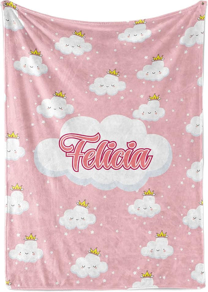 Personalized Cloud Blanket for Girls | Kids Cloud Unicorn | Custom Plush Fuzzy Rainbow for Toddler | Customized Little Girl Throw Blankets | Girl Sofa Bed Birthday| Fleece 60x80