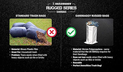 Sandbaggy Large Sandbags - Size: 31" x 45" - Thick Heavy Duty Contractor Bags, Heavy Duty Garbage Bags, Dumpster Bag, Construction Trash Bags, Contractor Bags 6 mil (1)