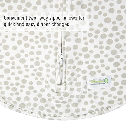 Woombie Original Baby Swaddling Blanket - Soothing, Cotton Baby Swaddle with Zipper - Wearable Newborn Blanket, Lots of Dots, 14-19 lbs