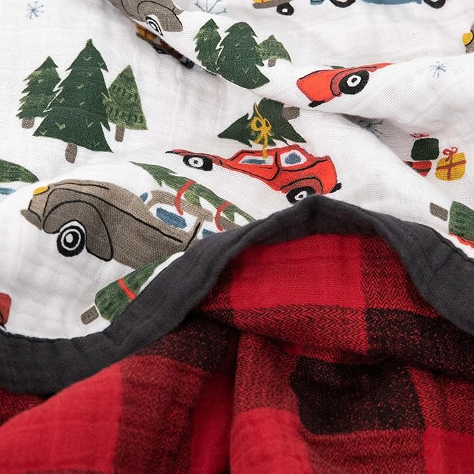Little Unicorn Premium Quilted Throw | Super Soft, Multi-Layered Muslin XL Blanket| Great for Kids & Families (Holiday Haul)