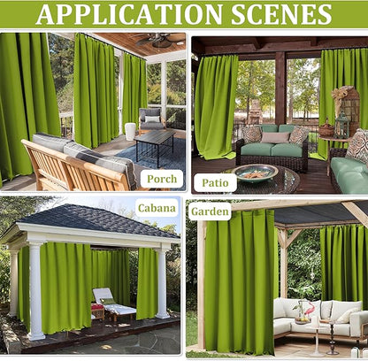 Gazebo Universal Replacement Privacy Curtain,10'×12' Gazebo Outdoor Waterproof Curtains, 4-Panels Sidewall Curtains with Double Zipper for Patio Canopy, Garden and Backyard (Curtain Only)