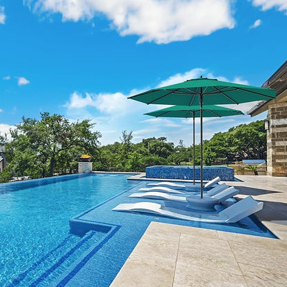Midtown Umbrellas Push Pop Sunbrella Umbrella 10 Feet Large Outdoor Umbrella With Canvas Teal Acrylic Fabric - Deck Patio Umbrella, Backyard Umbrella, Garden Umbrella & Pool Umbrella - Black Pole