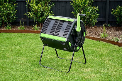 Maze 48 Gallon Outdoor Compost Bin Tumbler for Food Waste - Outdoor Compost Bin for Kitchen Garden & Homestead Heavy Duty Dual Chamber Waste Recycling Machine