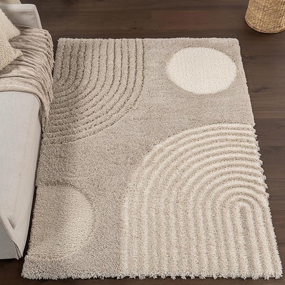 nuLOOM Gloria Abstract Shag Area Rug, 5x7, Light Brown