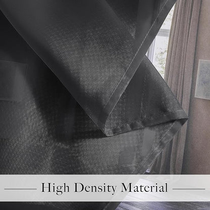 RYB HOME Light Filtering Curtains 84 Inches Long for Living Room, Lightweight Voile Airy Drapes Sheer Window Treatments Grommet Curtains for Kitchen Bedroom, Black, 54" W x 84" L, 4 Pieces