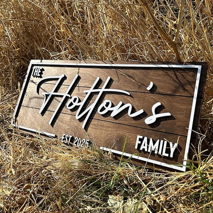 Personalized Custom Wood Name Sign for Home, Office, Nursery, Wedding, Baby Shower (Art Deco, Walnut, Large)