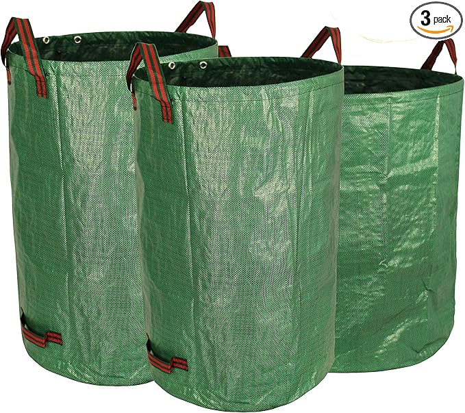 Gardzen 32&40&72 Gallon Yard Waste Bags, Reusable Heavy Duty Collapsible Garden Leaf Bags with Plastic Ring, Stand-Up Yard Waste Bin for Leaves, Lawn Debris & Grass Clippings