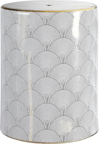 JONATHAN Y TBL1001A Fish Scale 17" Modern Ceramic Indoor/Outdoor Garden Stool, Coastal, Contemporary, Transitional, Side Table, Plant Stand, Spill-Proof, Living Room, Garden Room, Patio, White/Gold