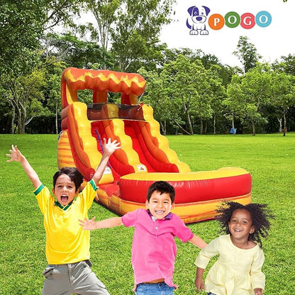 Inflatable Water Slides for Kids - Backyard Inflatable Water Slides with Splash Pool - Fire Marble Slide Complete with Blower, and Stakes - 21' x 9' - 12' Tall Slide