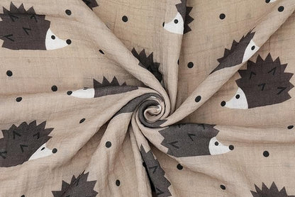 Muslin Baby Quilt 100% Cotton Newborn Blanket 47" X 47" 2 Layers Muslin Swaddle for Boy and Girl (Hedgehog Series)